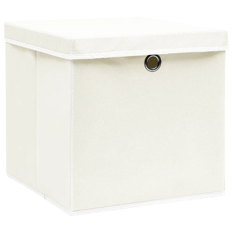 Vidaxl opbevaringsbokse med låg 4 stk 32x32x32 cm stof hvid