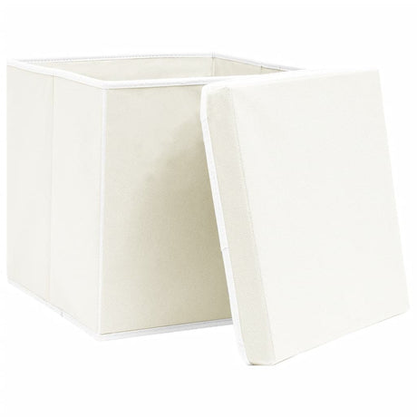Vidaxl opbevaringsbokse med låg 4 stk 32x32x32 cm stof hvid