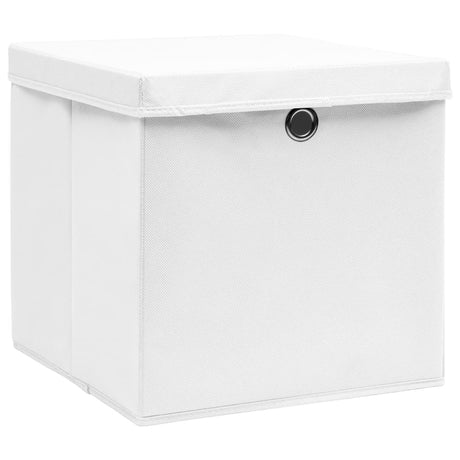 Vidaxl opbevaringsbokse med låg 10 stk 32x32x32 cm stof hvid