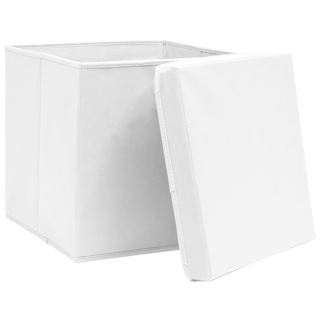 Vidaxl opbevaringsbokse med låg 10 stk 32x32x32 cm stof hvid