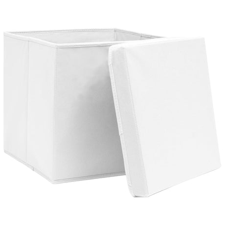 Vidaxl opbevaringsbokse med låg 10 stk 32x32x32 cm stof hvid