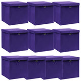 Vidaxl opbevaringsbokse med låg 10 stk 32x32x32 cm stof lilla