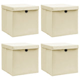 Vidaxl opbevaringsbokse med låg 4 stk 32x32x32 cm stofcreme -farvet