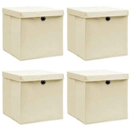 Vidaxl opbevaringsbokse med låg 4 stk 32x32x32 cm stofcreme -farvet