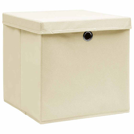 Vidaxl opbevaringsbokse med låg 10 stk 32x32x32 cm stofcreme -farvet