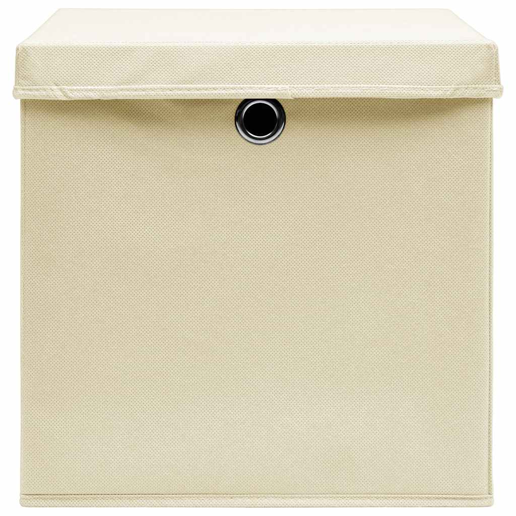 Vidaxl opbevaringsbokse med låg 10 stk 32x32x32 cm stofcreme -farvet