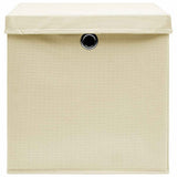 Vidaxl opbevaringsbokse med låg 10 stk 32x32x32 cm stofcreme -farvet
