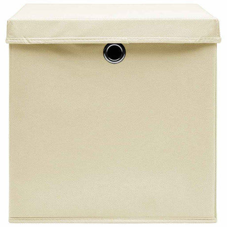 Vidaxl opbevaringsbokse med låg 10 stk 32x32x32 cm stofcreme -farvet