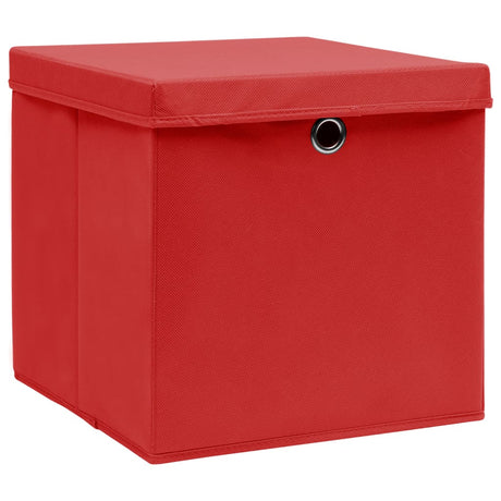 Vidaxl opbevaringsbokse med låg 4 stk 32x32x32 cm stof rød