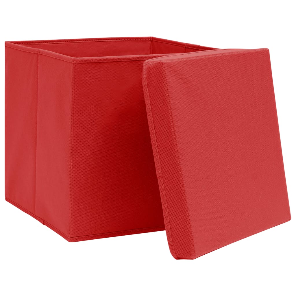 Vidaxl opbevaringsbokse med låg 4 stk 32x32x32 cm stof rød