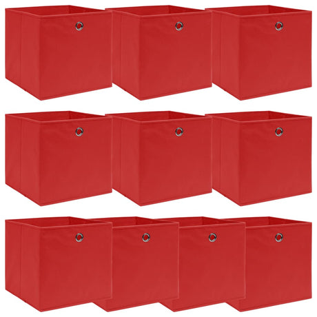 Vidaxl opbevaringsbokse 10 stk 32x32x32 cm stof rød