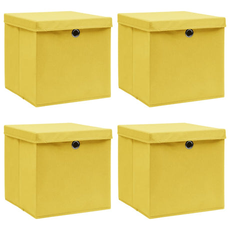 Vidaxl opbevaringsbokse med låg 4 stk 32x32x32 cm stof gul