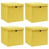 Vidaxl opbevaringsbokse med låg 4 stk 32x32x32 cm stof gul
