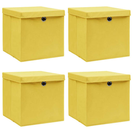 Vidaxl opbevaringsbokse med låg 4 stk 32x32x32 cm stof gul