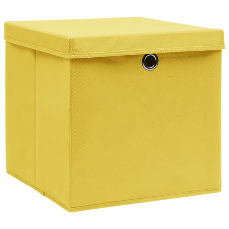 Vidaxl opbevaringsbokse med låg 4 stk 32x32x32 cm stof gul