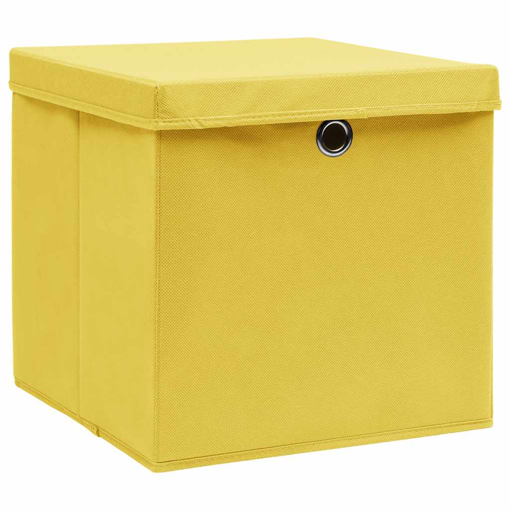 Vidaxl opbevaringsbokse med låg 4 stk 32x32x32 cm stof gul