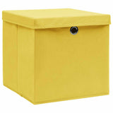 Vidaxl opbevaringsbokse med låg 4 stk 32x32x32 cm stof gul