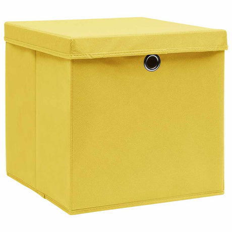 Vidaxl opbevaringsbokse med låg 4 stk 32x32x32 cm stof gul