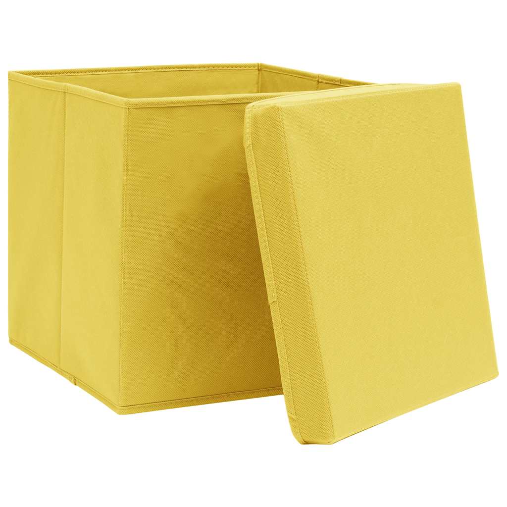 Vidaxl opbevaringsbokse med låg 4 stk 32x32x32 cm stof gul