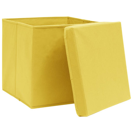 Vidaxl opbevaringsbokse med låg 4 stk 32x32x32 cm stof gul