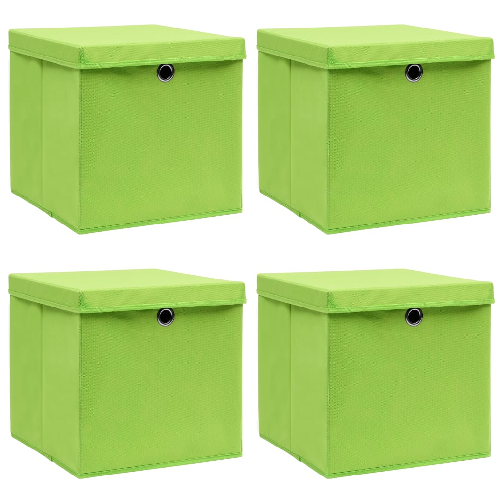 Vidaxl opbevaringsbokse med låg 4 stk 32x32x32 cm stofgrøn