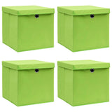Vidaxl opbevaringsbokse med låg 4 stk 32x32x32 cm stofgrøn