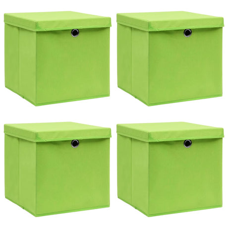 Vidaxl opbevaringsbokse med låg 4 stk 32x32x32 cm stofgrøn