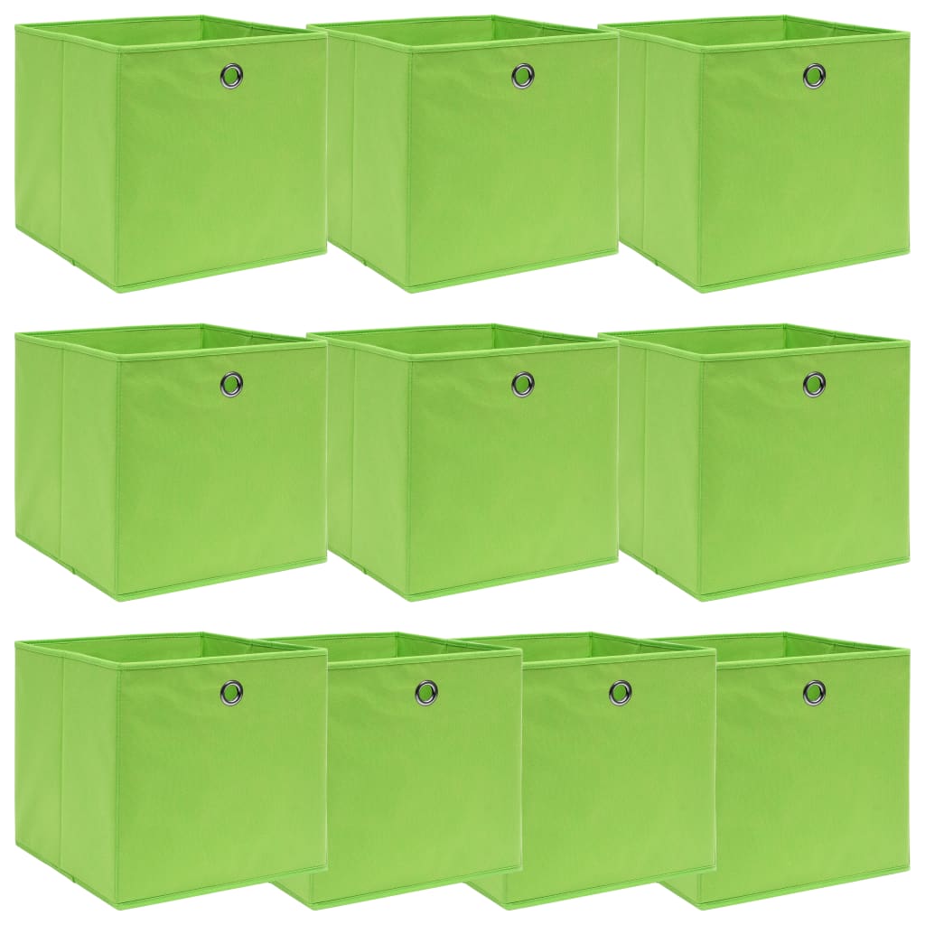 Vidaxl opbevaringsbokse 10 stk 32x32x32 cm stofgrøn