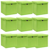 Vidaxl opbevaringsbokse med låg 10 stk 32x32x32 cm stof lilla