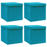 Vidaxl opbevaringsbokse med låg 4 stk 32x32x32 cm stof babyblå