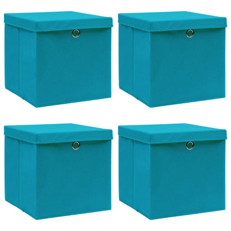 Vidaxl opbevaringsbokse med låg 4 stk 32x32x32 cm stof babyblå