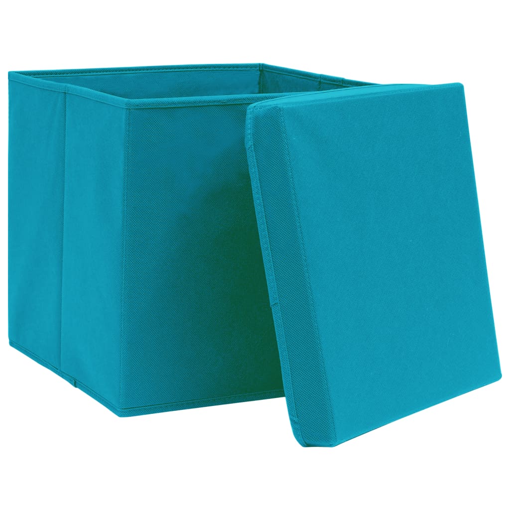 Vidaxl opbevaringsbokse med låg 4 stk 32x32x32 cm stof babyblå