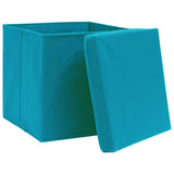 Vidaxl opbevaringsbokse med låg 4 stk 32x32x32 cm stof babyblå