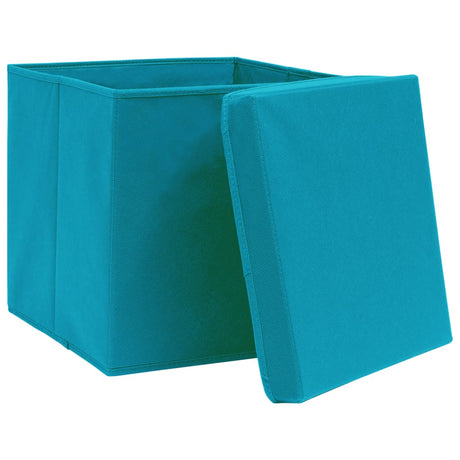 Vidaxl opbevaringsbokse med låg 4 stk 32x32x32 cm stof babyblå