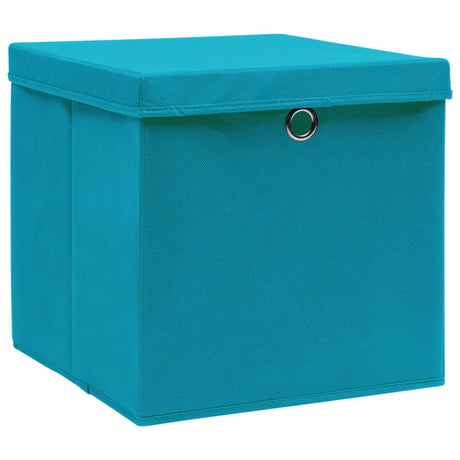 Vidaxl opbevaringsbokse med låg 10 stk 32x32x32 cm stof babyblå