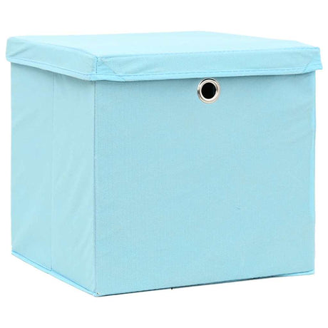Vidaxl opbevaringsbokse med låg 10 stk 32x32x32 cm stof babyblå