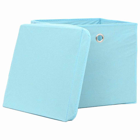 Vidaxl opbevaringsbokse med låg 10 stk 32x32x32 cm stof babyblå