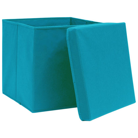 Vidaxl opbevaringsbokse med låg 10 stk 32x32x32 cm stof babyblå