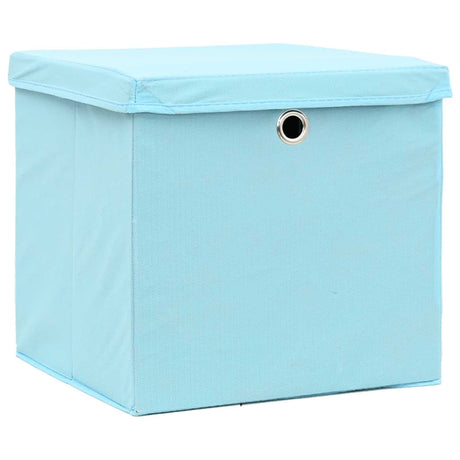 Vidaxl opbevaringsbokse med låg 10 stk 32x32x32 cm stof babyblå
