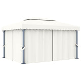 Vidaxl Arbor med gardin 4x3 m aluminiumscreme hvid