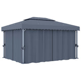 Vidaxl Arbor med gardin 4x3 m aluminium anthracit