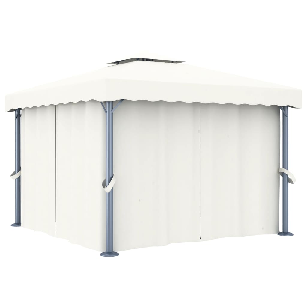 Vidaxl Arbor med gardin 3x3 m aluminiumscreme hvid