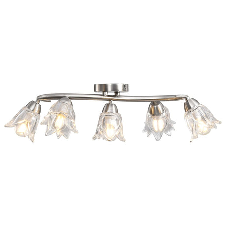 Vidaxl loftslampe med glasstulipanformede hætter 5xe14 Gennemsigtig