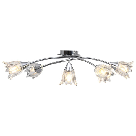 Vidaxl loftslampe med glasstulipanformede hætter 5xe14 Gennemsigtig