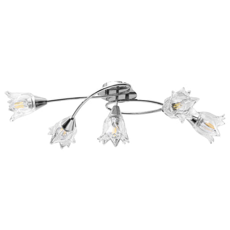 Vidaxl loftslampe med glasstulipanformede hætter 5xe14 Gennemsigtig