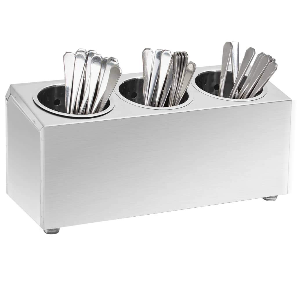 Vidaxx bestikholder 3 rum rektangulært rustfrit stål
