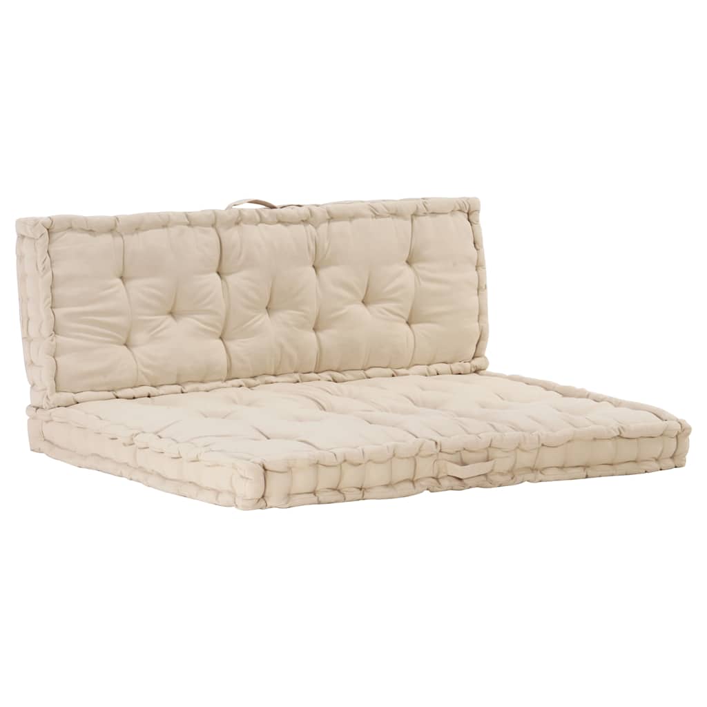 VidaXL pallegulvpuder 2 stk bomuldsbeige