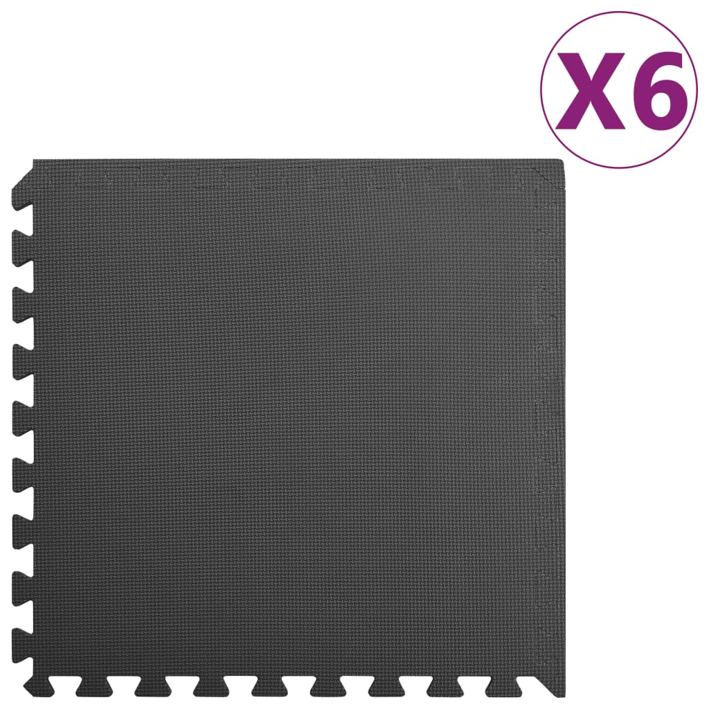 VidaXL gulvmåtter 6 stk 2,16 ㎡ EVA skum sort