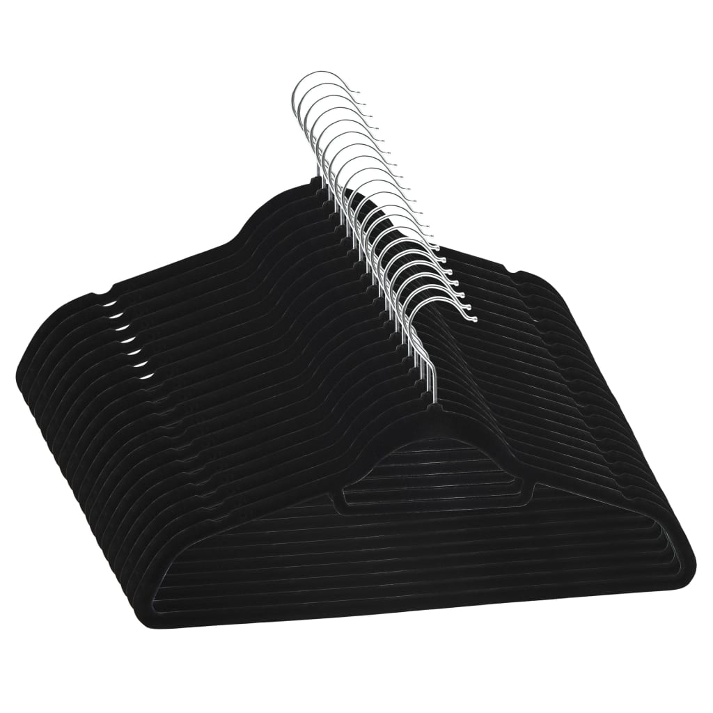 Vidaxl 20-delt tøjbøjle Sæt Anti-Slip Velvet Black