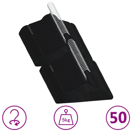 Vidaxl 50-delt tøjbøjle Sæt Anti-Slip Velvet Black